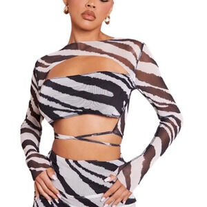 PrettyLittleThing Set Mesh Zebra